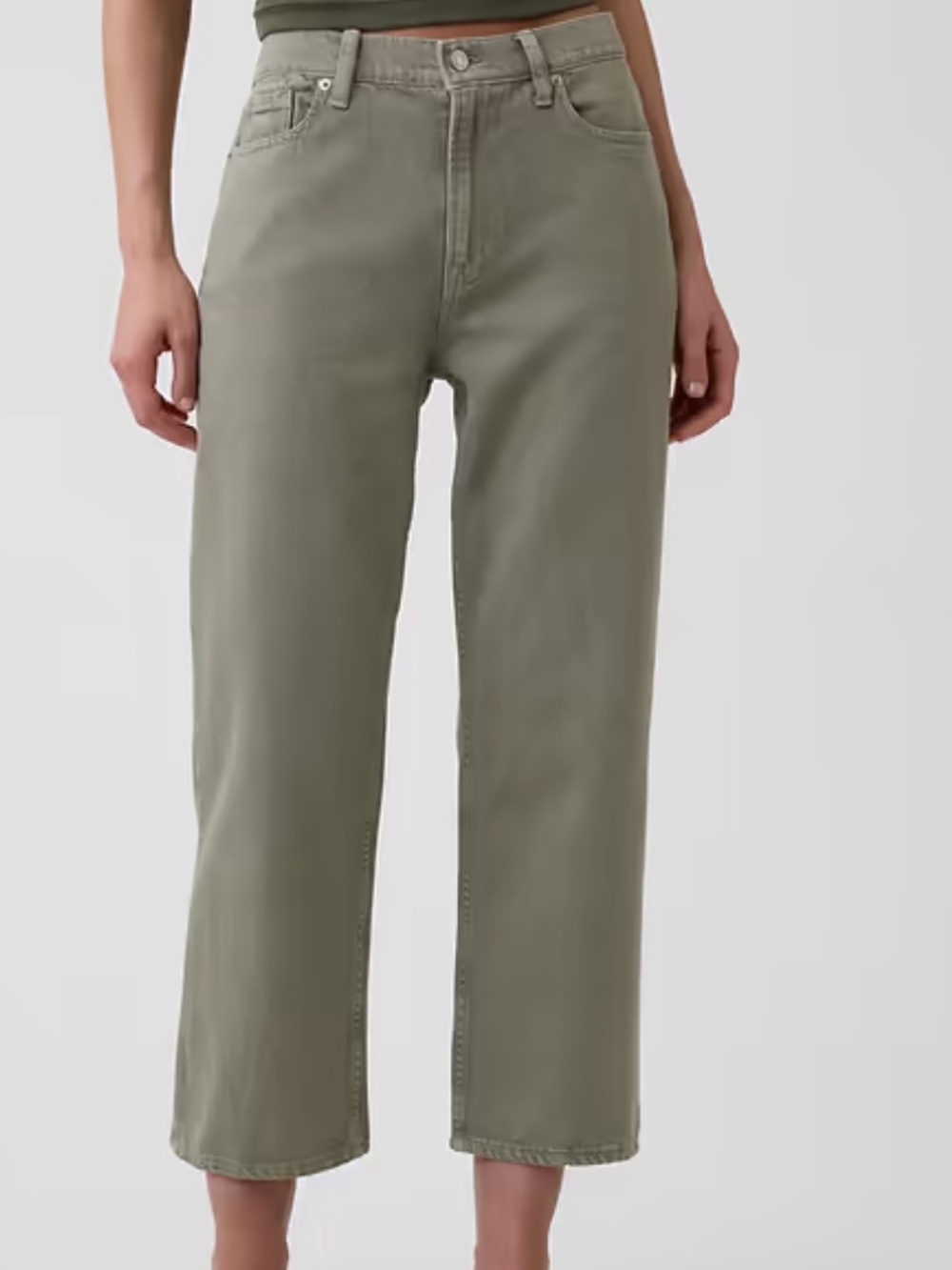 GAP Factory Low-Slung Light Sage Straight Crop Relaxed Jeans NWT